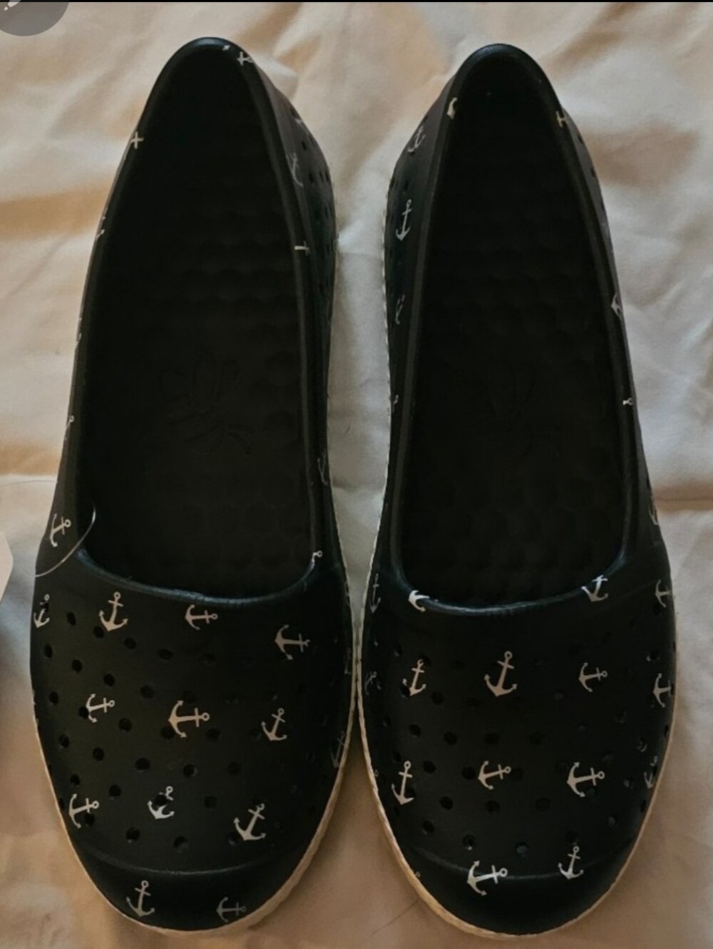 Women's Navy Blue Anchor-Print Espadrille Flats